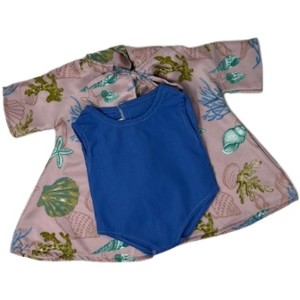 Doll Clothe Superstore Handmade Swimsuit with Shell Print Cover-Up for 15–16" Dolls - 1 of 4