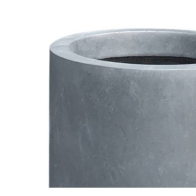 Charcoal Gray Lightweight Concrete Modern Cylinder Planter, 13.39"