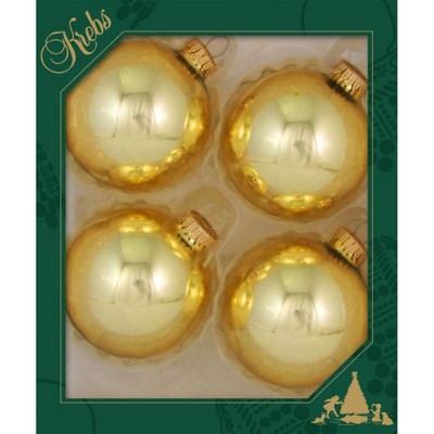 Christmas by Krebs 4ct Aztec Gold Shiny Christmas Ball Ornaments 3.25" (80mm)