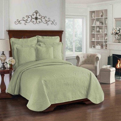 Sage King Charles Matelasse Coverlet (Queen) - Historic Charleston