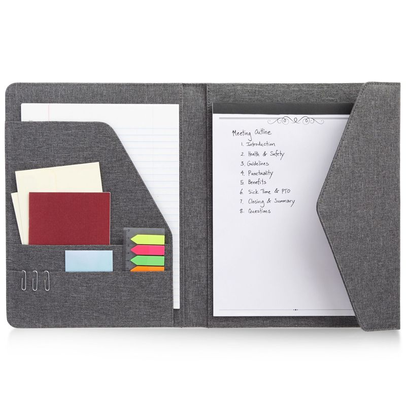 Paper Junkie Professional Legal Notepad Portfolio, Grey Folio Notebook for Office Business Work, Pad Holder Folder Organizer for Documents (12.5x10), 1 of 9