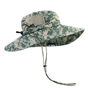 Tirrinia Womens Mens Camouflage Printed Wide Brim Sun Hat, Safari Sun Hat with Adjustable Drawstring, Lightweight Breathable Outdoor Hats - 1 of 4