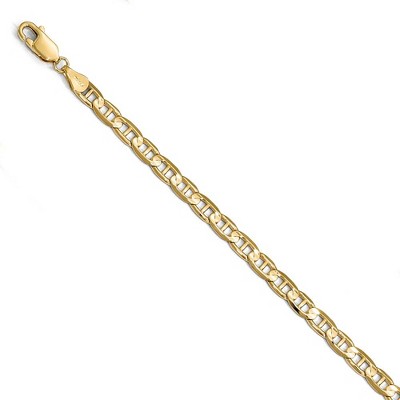 Black Bow Jewelry 4.5mm 14k Yellow Gold Concave Anchor Chain Bracelet