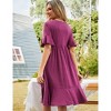 Womens Summer Dress Crew Neck Ruffle Sleeve Casual Flowy Midi Dress - 4 of 4