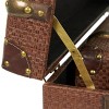 Olivia & May Set of 2 Plastic Rattan Antique Style Trunk with Brass Hardware and Leather Accents Brown: Indoor Storage Solution, Ships Assembled - 3 of 4