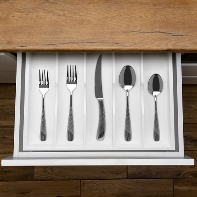 Royal Craft Wood Bamboo Kitchen Drawer Organizer (White, 7-slot)