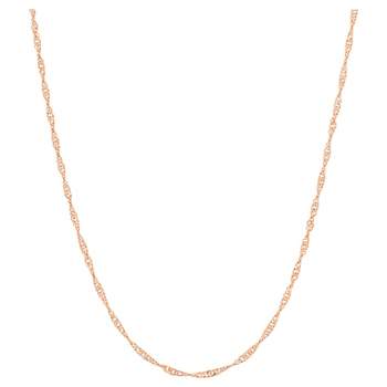 Adjustable Singapore Chain In 14k Rose Gold Over Silver - 16" - 22" Rose Gold