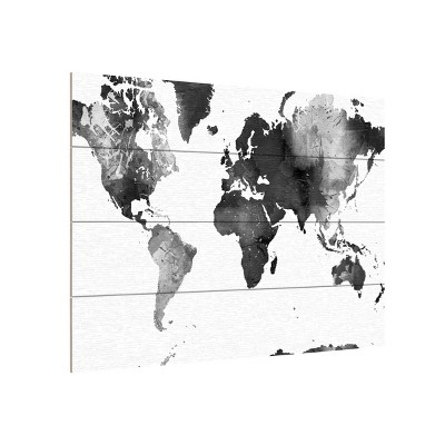 Trademark Fine Art -Marlene Watson 'World Map BG-1' Wood Slat Art