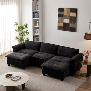 KWPZQEB Sectional Sofa, Modern Chenille Couch Sofa w/ Double-Layer Seat Cushion&Armrest, 2/3/4-Seater Sofa w/ Deep Seat for Living Room - 1 of 4