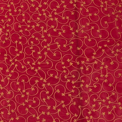 Burgundy and Gold Embroidered Christmas Tree Skirt, 70" Round