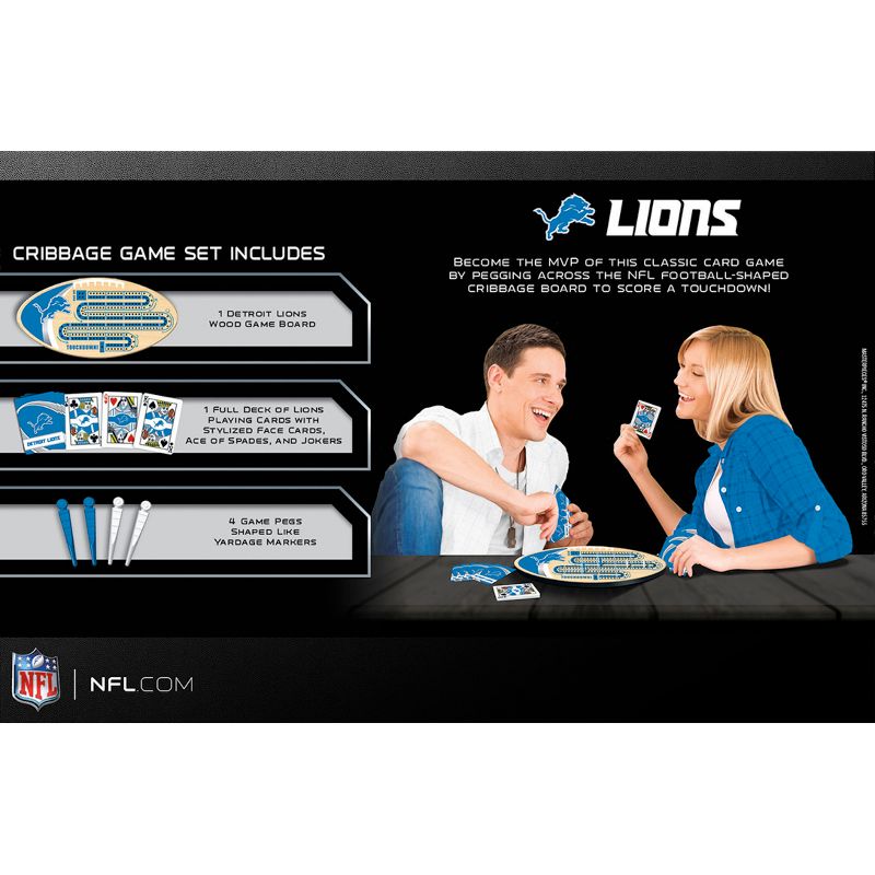 MasterPieces Officially Licensed  NFL Detroit Lions Wooden Cribbage Game for Adults, 4 of 7