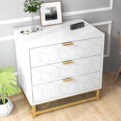 Plastic Drawer Cabinet - Three Drawer Cabinet, Melamine Cabinet, Steel Frame Cabinet, Durable Storage Cabinet, Space-Saving Design