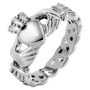 ELYA Stainless Steel Claddagh Ring with Celtic Knot Eternity Design (5mm), Women
