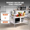 VEVOR Stainless Steel Work Table, 30 x 48 x 26 Inch Commercial Food Prep Worktable, 3-Sided Backsplash Heavy Duty Prep Worktable, Metal Work Table - 4 of 4