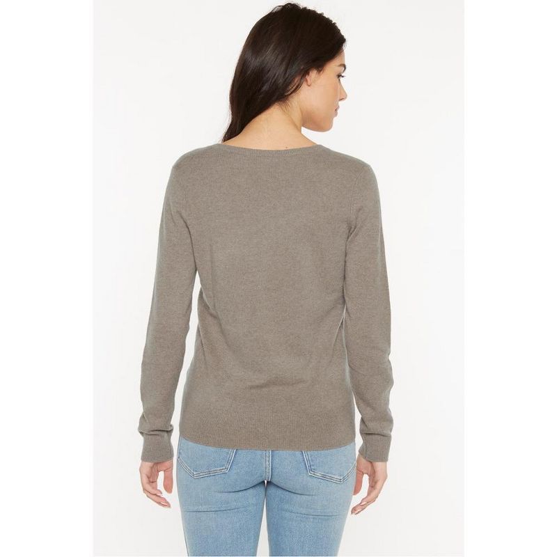JENNIE LIU Women's 100% Pure Cashmere Long Sleeve Pullover V Neck Sweater, 2 of 3