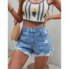 Women's High Waist Denim Shorts Raw Hem Casual Ripped Jean Shorts - 3 of 4