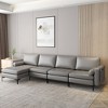 Costway Modular L-shaped Sectional Sofa with  Reversible Chaise & 4 USB Ports Coral Pink/Grey - 2 of 4
