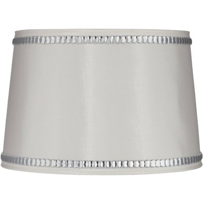 Springcrest White Medium Drum Lamp Shade with Crystal Trim 13" Top x 15" Bottom x 10" High x 10" Slant (Spider) Replacement