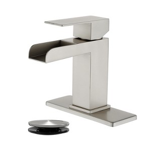 Cobbe Single Handle Bathroom Sink Faucet for Vanity Single-Hole with Pop-Up Drain Bathroom Faucet  Brushed Nickel - 1 of 4