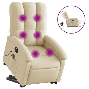 vidaXL Electric Massage Recliner Chair - Power Lift, Vibration Massage, Cream Fabric, Motorized Footrest, Backrest - 1 of 4