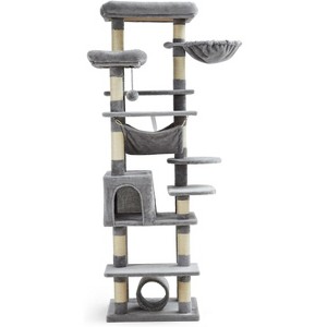 Cat Tree for Large Cats, Features Scratching Post, Cat Condo, Platforms, Tunnel, Hammock, Food Station & Bowls - 1 of 4