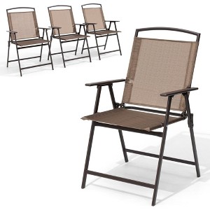 Crestlive Products Set of 4 Patio Folding Chairs 4-Pack Dining Chairs Outdoor Portable Sling with Armrest - 1 of 4