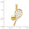 Black Bow Jewelry 14k Yellow Gold Diamond Cut Tennis Racquet and Ball Pendant - 4 of 4