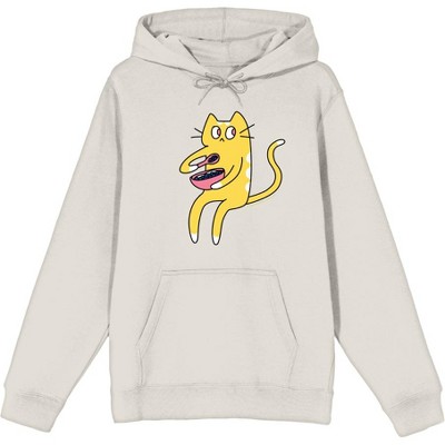 Derpy Kitty Cat With Pink Bowl Adult Long Sleeve Hoodie
