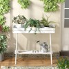 Bamboo and wood table with metal legs, suitable for storing items, plant flower racks - 2 of 4