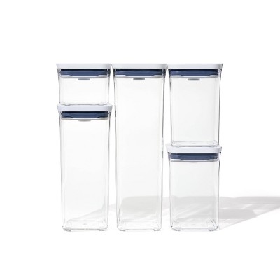 OXO POP 5pc Plastic Airtight Food Storage Container Set White: Kitchen Canisters, Dishwasher-Safe, Lifetime Warranty — фото 2