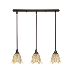 Toltec Lighting Any 3 - Light Chandelier in  Dark Granite with 7" Vanilla Leaf Shade - 1 of 1