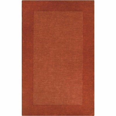 Hauteloom Bordered Solid Brick Red Wool Rug