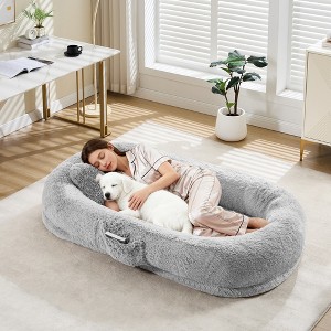 Human Dog Bed Fits You and Pets for People Doze Off, Washable Faux Fur Napping Orthopedic Dog Bed, 67.7" × 43.3" × 8.6" - 1 of 4