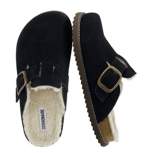CUSHIONAIRE Blain Fur Genuine Suede Clogs for Women, Cozy Slip-On Womens Slippers with Detailed Stitching and Memory Foam Comfort - 1 of 4