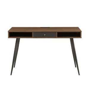 NixBex Minimalist Writing Desk with USB Ports&Outlets,Home Computer Desk Office Working Table with Tapered Legs for Study&Compony - 1 of 4