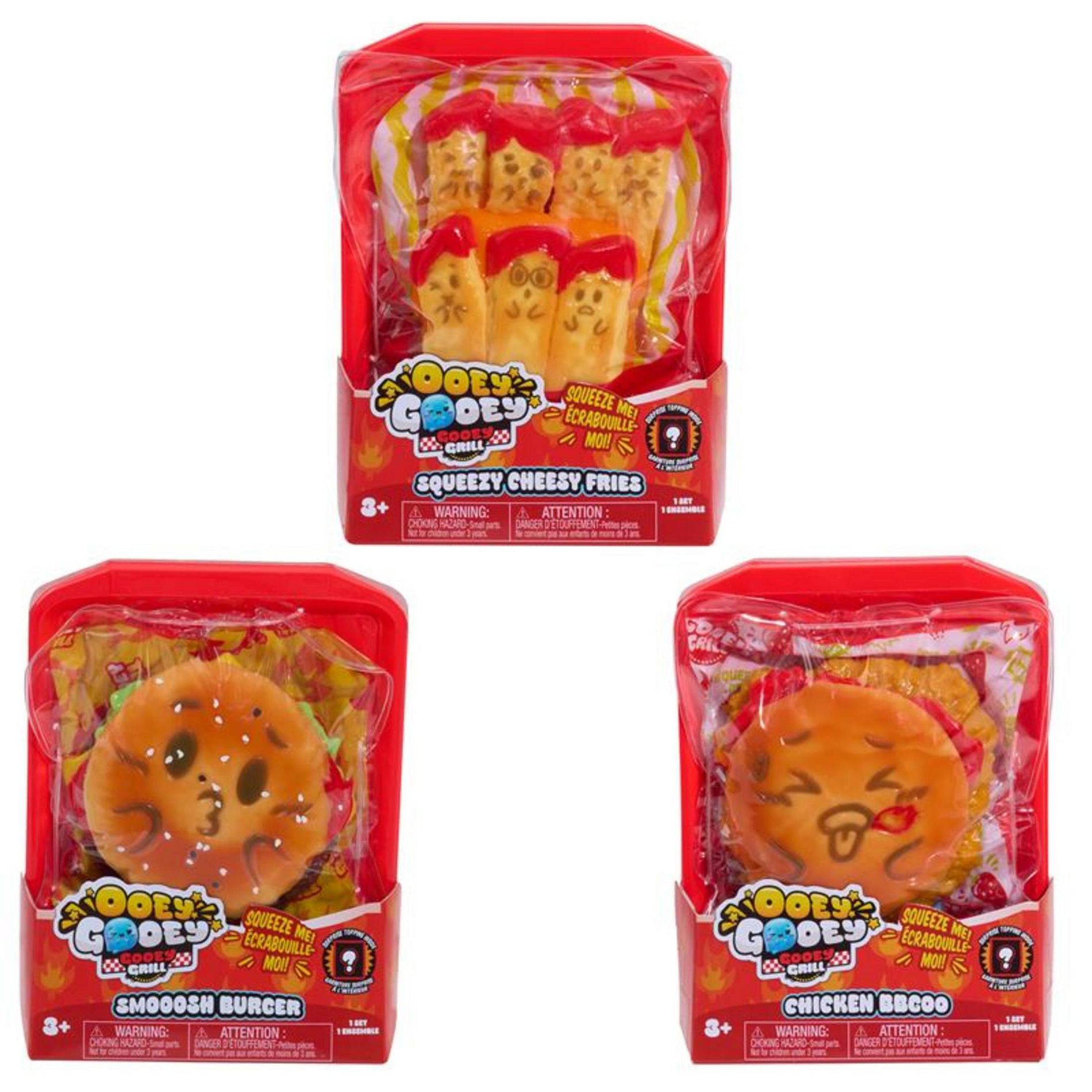 Just Play Ooey Gooey Gooey Grill Assortment Squooshy and Stretchy Soft Sensory Toy for Kids and Adults