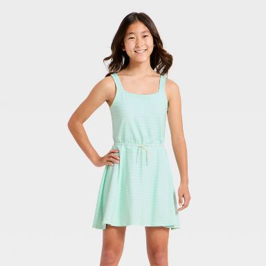 slim fit dress slacks Mint Green Yarn Dyed Cotton Fit and Flare Maxi Dress main image 0