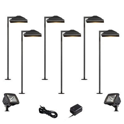 John Timberland Basset Textured Black 10-Piece LED Path and Flood Light Set