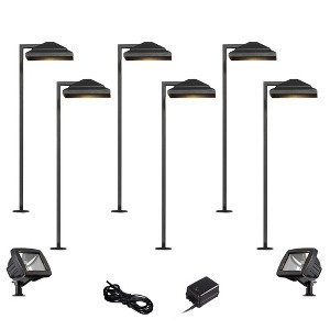 John Timberland Basset Textured Black 10-Piece LED Path and Flood Light Set - 1 of 4