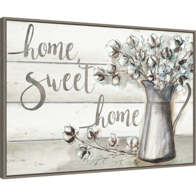 Home Sweet Home Framed Canvas Wall Art in Greywash