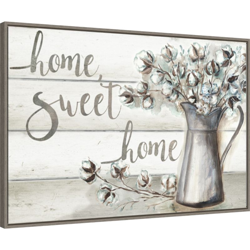 Amanti Art Framed Farmhouse Cotton Home Sweet Home by Tre Sorelle Studios Canvas Wall Art Print (33 in. W x 23 in. H), Sylvie Greywash Frame, 2 of 9