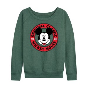 Women's - Disney - Mickey Original Classic Lightweight French Terry Wide Neck Long Sleeve Shirt - 1 of 4