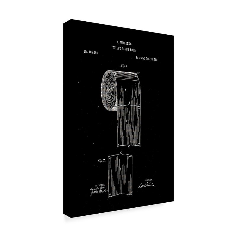 Trademark Fine Art -Claire Doherty 'Toilet Paper Roll Patent 1891 Black' Canvas Art, 1 of 4