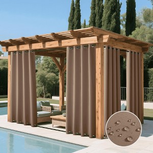 NICETOWN Outdoor Patio Top & Bottom Grommet Curtains Windproof Blackout Insulated 2 Panel - 1 of 4