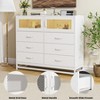 homfan Dresser for Bedroom with 6 Drawers 2-door Storage Cabinet Dressers & Chest of Drawers with Charging Station and LED Lights, Tall Dressers - 3 of 4