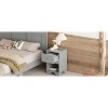 Okak Elegant Wooden Nightstand Dresser with Drawer and Open Shelf, Storage Bedside Table with Metal Handles for Bedroom Living Room Entryway, Gray - 4 of 4