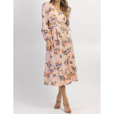 Women's FLORAL BUCKLE MIDI DRESS - SUNDAYUP