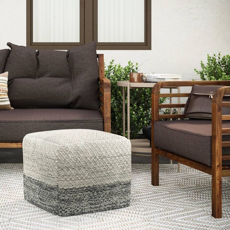 Saul Square Woven PET Polyester Pouf Gray/White - WyndenHall, 2 of 8
