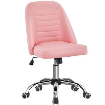 Yaheetech Faux Leather Mid Back Home Office Desk Chair with Chrome-plated Metal Base