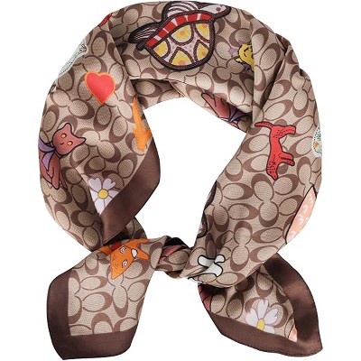 Fisfet Fashion Silky Satin Headscarf for Women Girls: Exquisite Pattern Lightweight Silk Graceful Scarfs 27.5 x 27.5 inches